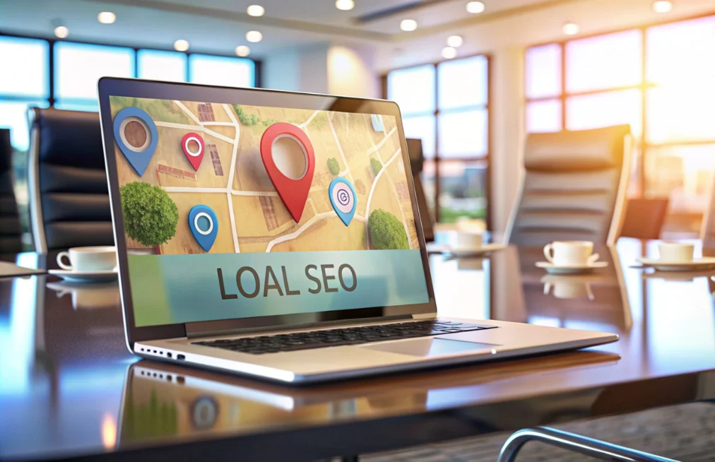 Local SEO map on laptop